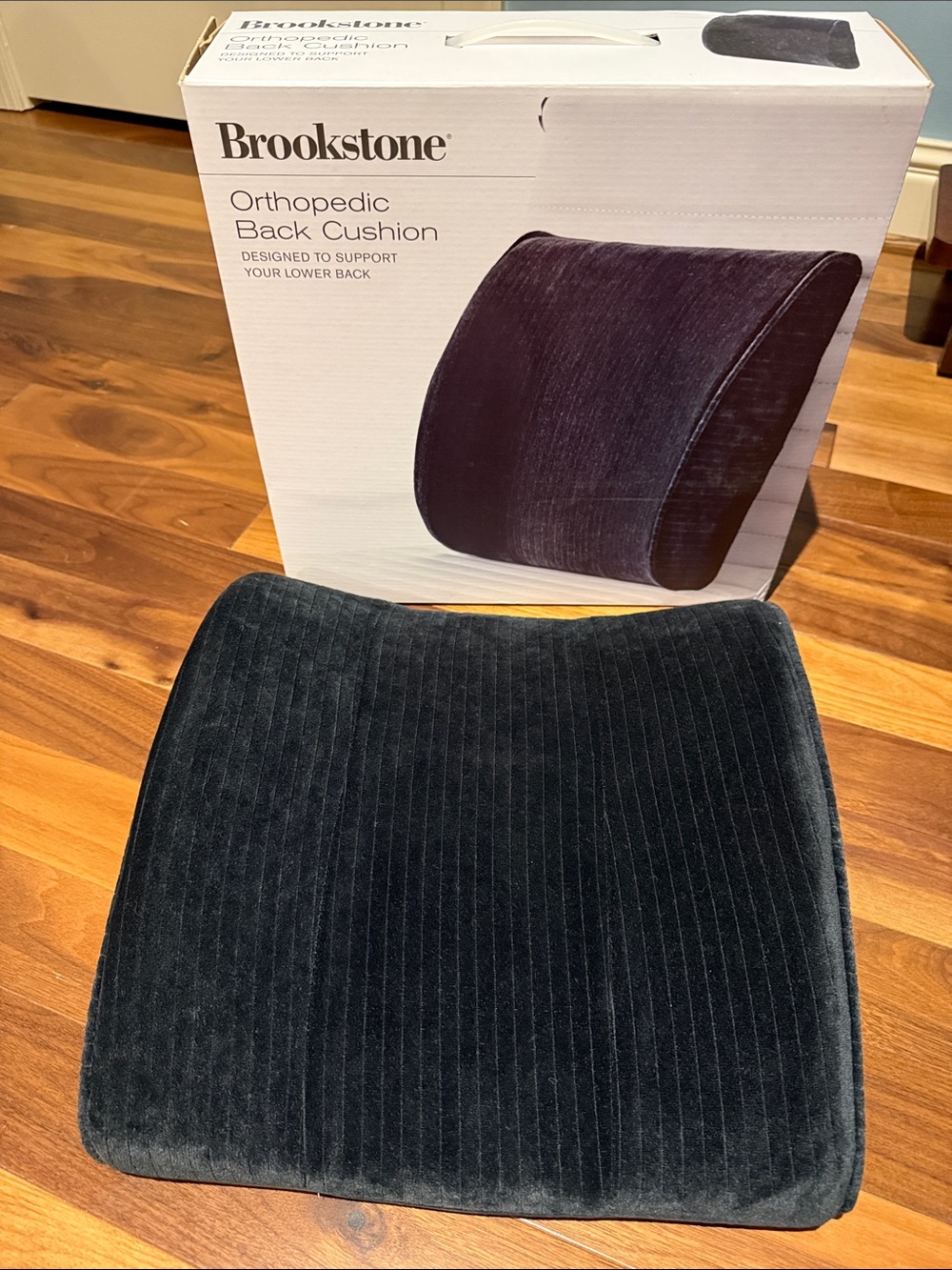 Brookstone NWT/Box Orthopedic Back Cushion Designed to support your lower back.